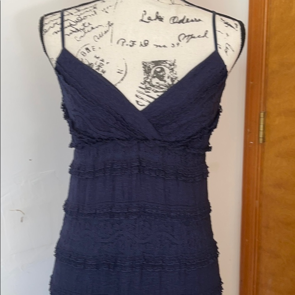 Eliza J Navy Blue Boho Ruffle Dress
